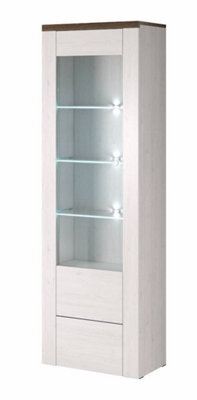 Arte Chic Larona 05 Tall Display Cabinet 650mm Oak Sibiu Larche & Sonoma Truffle - Modern Organiser H2060mm D370mm - image 1