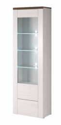 Arte Chic Larona 05 Tall Display Cabinet 650mm Oak Sibiu Larche & Sonoma Truffle - Modern Organiser H2060mm D370mm - thumbnail 1
