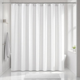 White Polyester Shower Curtain 300X200Cm - thumbnail 1