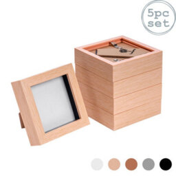 "Nicola Spring 4 X 4"" Photo Frames - Light Wood - 3D Photo Frame Picture Frame Box Portrait Display Case (12.5 X 12.5Cm) Set Of 5" - thumbnail 1