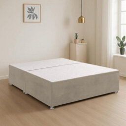 Cream Plush Fabric 4Ft6 Double Bed Base With 2 Spacious Drawers - thumbnail 3