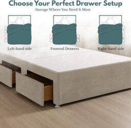Cream Plush Fabric 4Ft6 Double Bed Base With 2 Spacious Drawers - thumbnail 2