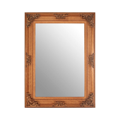 Orsina Baroque Rectangle Gold Wall Mirror,decorative Wooden Frame Mirror For Console Table,antique Floral Mirror - image 1