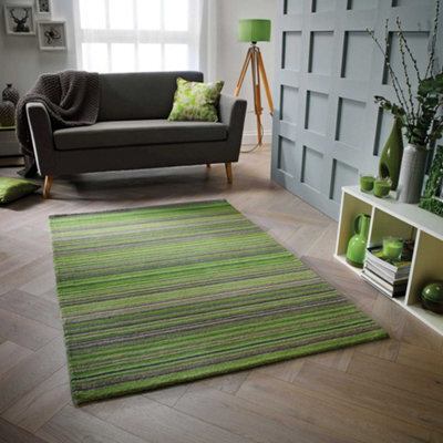 Melrose Mubai Stripe Wool Made Green Area Rug 160/230Cm - image 1