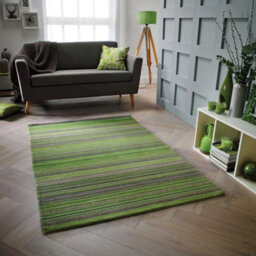 Melrose Mubai Stripe Wool Made Green Area Rug 160/230Cm