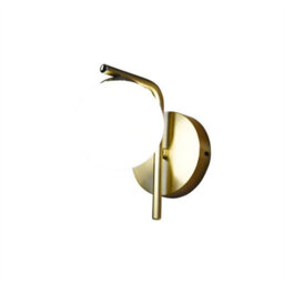 First Choice Lighting Set Of 2 Grosvenor  - Satin Brass Wall Lights With Glass Globes - thumbnail 4