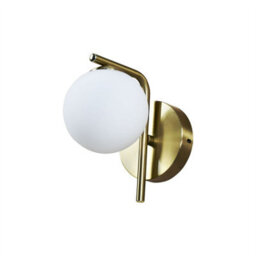First Choice Lighting Set Of 2 Grosvenor  - Satin Brass Wall Lights With Glass Globes - thumbnail 2