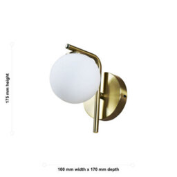 First Choice Lighting Set Of 2 Grosvenor  - Satin Brass Wall Lights With Glass Globes - thumbnail 8