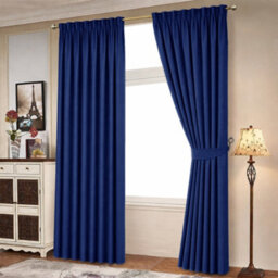 Bedlooms Blackout Curtains Thermal Insulated Pencil Pleat Navy Medium Window Curtain (Pair) 66 X 72 Inches With Tie Backs - thumbnail 2