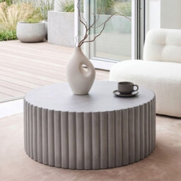 Wyld And Coco Accent Outdoor Coffee Table Grey Fibreglass Mgo 117Cm Uv-Resistant - thumbnail 2