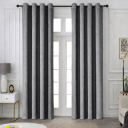 Oxford Homeware Eyelet Charcoal Linen Effect Curtains Fully Lined 100% Blackout Thermal Insulated Curtain Pair (W)168Cmx(L)183Cm - thumbnail 1