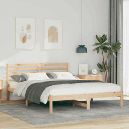 Berkfield Modern With Headboard Brown 160 X 200 Cm Solid Pine Wood - thumbnail 2