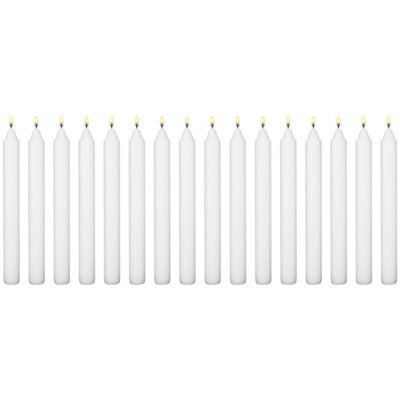 "SolaDirect White Table Household Dinner Tapered Candles, Decorative Household Candles, 6 Hours Burning Time, 18Cm / 7"" Long (Pack Of 16)" - image 1