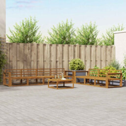 Walplus Outdoor Sofa Set 8 Pcs Natural Solid Acacia Wood