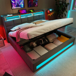 King Linen Storage Bed With Led, Usb-C & Headboard - thumbnail 1