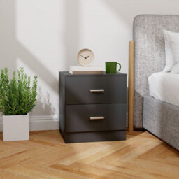 Wyld Haus Rapa Raka Black Modern Bedside Table With 2-Drawer Storage, 45W X 39.5D X 49H Cm - thumbnail 3