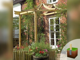 Edecks Dragon Patio Wooden Garden Pergola (W 2700mm X D 2400mm) With Steel Spikes (2.7M) - thumbnail 1