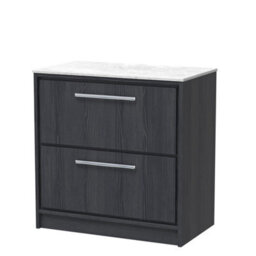 Hudson Reed Lille Floor Standing 2 Drawer Countertop Vanity & Marble Worktop, Graphite Woodgrain, 810 X 460 mm - thumbnail 2