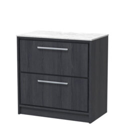 Hudson Reed Lille Floor Standing 2 Drawer Countertop Vanity & Marble Worktop, Graphite Woodgrain, 810 X 460 mm