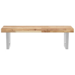 Berkfield Basin Shelf Wall Mounted Steel And Solid Wood Acacia - thumbnail 4