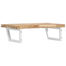 Berkfield Basin Shelf Wall Mounted Steel And Solid Wood Acacia - thumbnail 6