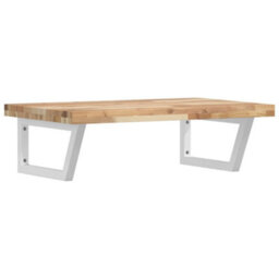 Berkfield Basin Shelf Wall Mounted Steel And Solid Wood Acacia - thumbnail 2