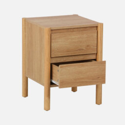 Sweeek - Pair Of Wood Decor Bedside Table 2 Drawers Harmony Natural 42X42X55 Cm - thumbnail 3
