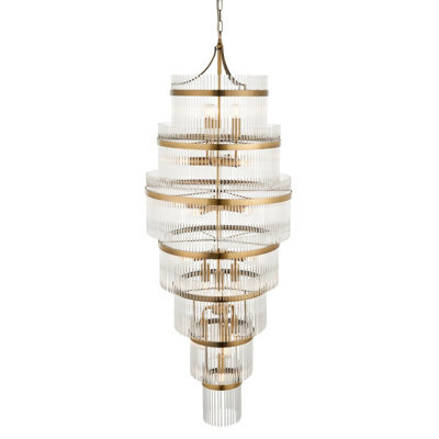 Loops Elegant Antique Brass Hanging Pendant Light With Clear Glass Accents - image 1