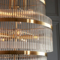 Loops Elegant Antique Brass Hanging Pendant Light With Clear Glass Accents - thumbnail 3