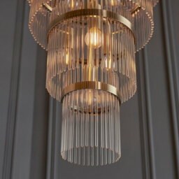 Loops Elegant Antique Brass Hanging Pendant Light With Clear Glass Accents - thumbnail 4