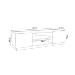 Wooden Tv Stand With Cable Management, 150 Cm Tv Unit For 65 Inch Tvs, Media Console For Living Room (Black Marble&oak, Etna) - thumbnail 4