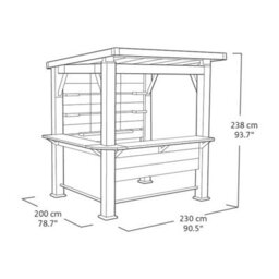 Keter Bar Gazebo 7Ft Outdoor Bar Shelter With Counter & Stemware Rack Sliding Panels, Weather-Resistant Resin, 230X200Cm - thumbnail 2