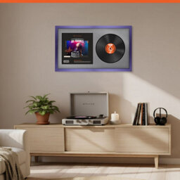 "30X17"" Purple Sleek Vinyl Record Frame With Mid Grey Mount For 12 Inch Lp Album Cover & Disc - Ak Frames" - thumbnail 8
