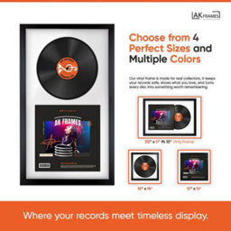 "30X17"" Purple Sleek Vinyl Record Frame With Mid Grey Mount For 12 Inch Lp Album Cover & Disc - Ak Frames" - thumbnail 4