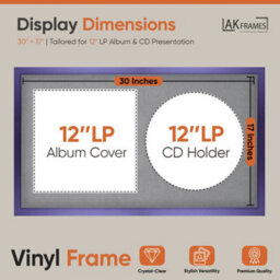 "30X17"" Purple Sleek Vinyl Record Frame With Mid Grey Mount For 12 Inch Lp Album Cover & Disc - Ak Frames" - thumbnail 2