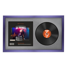"30X17"" Purple Sleek Vinyl Record Frame With Mid Grey Mount For 12 Inch Lp Album Cover & Disc - Ak Frames" - thumbnail 1