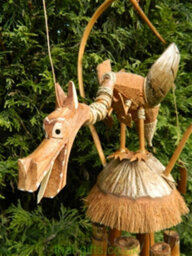 Wooden Windchime Carving - Hand Carved Bamboo Chime Dragon Design - thumbnail 2
