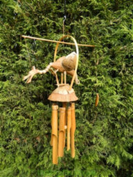 Wooden Windchime Carving - Hand Carved Bamboo Chime Dragon Design - thumbnail 3
