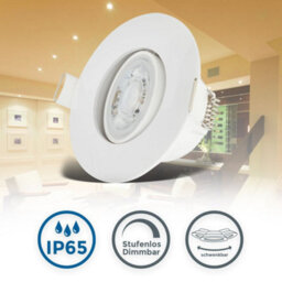 B.k.licht Set Of 5 Bathroom Recessed Lights Led Downlights Spotlights Ip65 Warm White 4,9W 480Lm - thumbnail 9