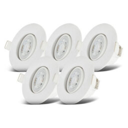 B.k.licht Set Of 5 Bathroom Recessed Lights Led Downlights Spotlights Ip65 Warm White 4,9W 480Lm - thumbnail 1