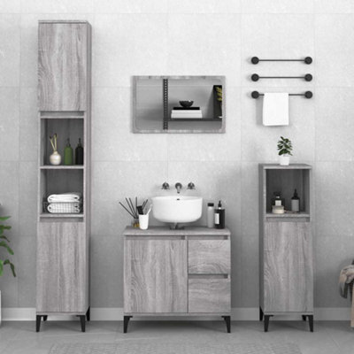Vidaxl Bathroom Cabinet Grey Sonoma 65X33X60 Cm Engineered Wood - image 1
