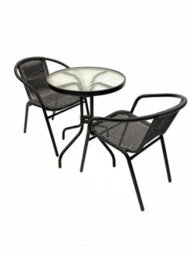 Rattan Garden Set, Round Glass Table Plus 2 Rattan Garden Chairs Be Furniture - thumbnail 2