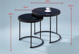 Aspect Furniture Visio Set Of 2 Glass Coffee Table Decore Round Nest Side Black Brown - thumbnail 6