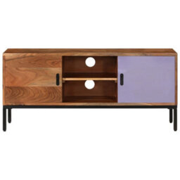 Berkfield Tv Cabinet Honey Brown And Grey 110X30X50 Cm Solid Wood Acacia - thumbnail 4