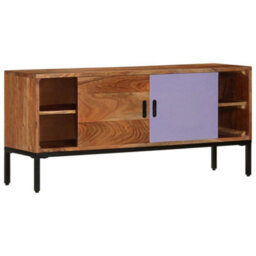 Berkfield Tv Cabinet Honey Brown And Grey 110X30X50 Cm Solid Wood Acacia - thumbnail 3