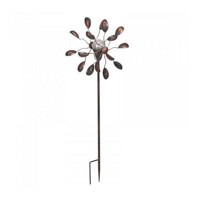 Gemini Garden Wind Spinner With Solar Powered Crackle Globe - Outdoor Garden Decoration With Multicoloured Led Light - H130Cm - image 1