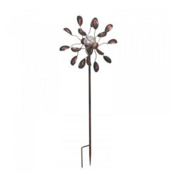 Gemini Garden Wind Spinner With Solar Powered Crackle Globe - Outdoor Garden Decoration With Multicoloured Led Light - H130Cm