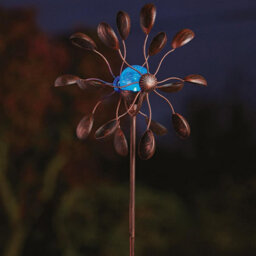 Gemini Garden Wind Spinner With Solar Powered Crackle Globe - Outdoor Garden Decoration With Multicoloured Led Light - H130Cm - thumbnail 5