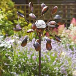 Gemini Garden Wind Spinner With Solar Powered Crackle Globe - Outdoor Garden Decoration With Multicoloured Led Light - H130Cm - thumbnail 3