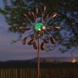 Gemini Garden Wind Spinner With Solar Powered Crackle Globe - Outdoor Garden Decoration With Multicoloured Led Light - H130Cm - thumbnail 6